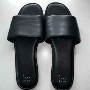 Women’s Black Lulu Slide Sandals - A New Day